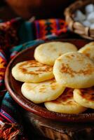 ai gerado milho panqueca deleite tradicional colombiano arepas de choclo foto