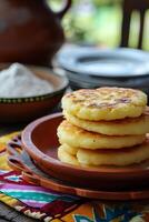 ai gerado milho panqueca deleite tradicional colombiano arepas de choclo foto