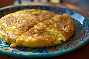 ai gerado culinária festa espanhol omelete servido dentro de inspiração popular esplendor foto