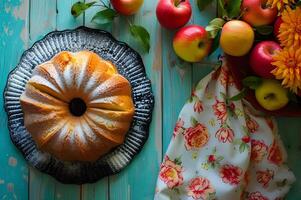 ai gerado caseiro felicidade acolhedor miolo de maçã sobremesas dentro livro de receitas glória foto