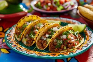 ai gerado fresco festa uma colorida mexicano receita com negrito sabores foto