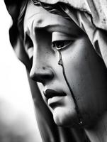 ai gerado católico ícone do virgem Maria com lágrimas. chorando do st. Mary. foto