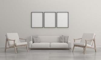 Estrutura da sala de estar moderna renderizada 3D com sofá - sofá e mesa foto