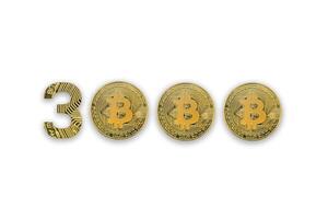 3000 bitcoin troca avaliar, isolado. criptografia moeda estilo para Projeto. foto