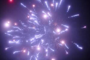 fogos de artifício noturnos roxos azuis brilhos brilhantes coloridos e explosão brilhante do festival foto