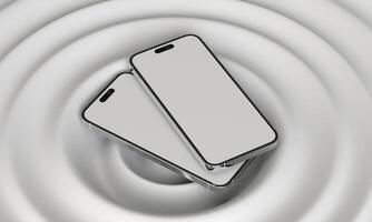 Smartphone brincar branco tela. Móvel telefone vetor isolado em branco fundo. telefone diferente ângulos Visualizações. vetor ilustração foto