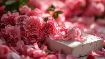 ai gerado florescendo serenidade Rosa rosas dentro suave luz foto