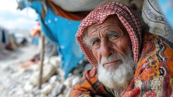 ai gerado retrato do a velho homem dentro Iémen. foto