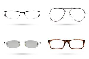 clássico moda Óculos estilo coleções isolado em branco fundo. foto