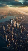 ai generativo aéreo Visão do Novo Iorque Manhattan foto