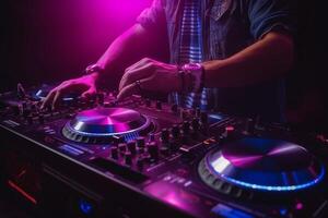 ai generativo dj jogando música às misturador foto