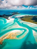 ai generativo whitsundays ilha Austrália aéreo Visão em uma nublado dia foto