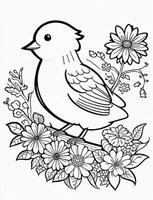 fofa pássaro para crianças coloração página foto