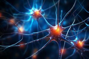 ai gerado neurônio células neural rede debaixo microscópio neuro pesquisa Ciência cérebro sinal em formação transferir humano neurologia mente mental impulso biologia anatomia microbiologia inteligência foto