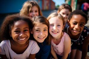 ai gerado africano e americano jovem meninas sorridente juntos diversidade conceito com generativo ai foto