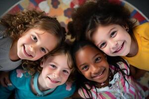 ai gerado africano e americano jovem meninas sorridente juntos diversidade conceito com generativo ai foto