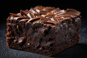 ai gerado arca chocolate Brownie com aparas de madeira foto