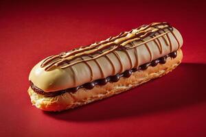 ai gerado gourmet eclair com garoa coberturas foto