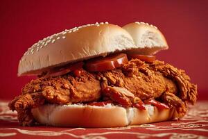 ai gerado clássico frito frango hamburguer foto