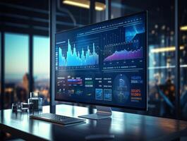 ai gerado chave desempenho indicador kpi Métricas painel de controle para vendas e o negócio resultados avaliação e Reveja sistema foto