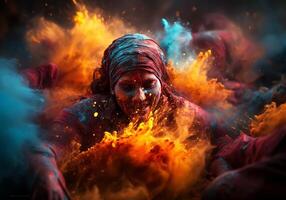 ai gerado feliz pessoas às a holi festival dentro Índia. tradições e cultura. foto