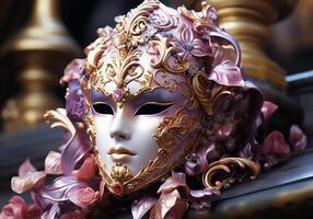 ai gerado veneziano carnaval mascarar. tradição e glamour foto