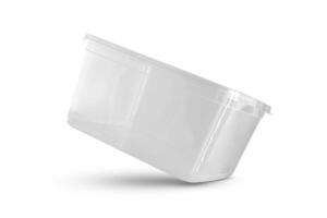 transparente plástico Comida caixa isolado em branco fundo foto