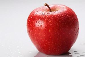 ai gerado todo fruta do uma vermelho maçã em a isolado branco fundo foto