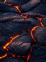 ai gerado chamuscado Rocha chão com fundido pedras e lava rachaduras. foto