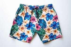 ai gerado natação shorts. cor verão calção isolado em branco fundo. foto