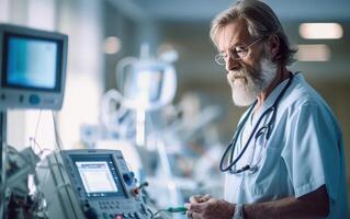 ai gerado médico ventilador ser monitorou de anestesista. generativo ai foto