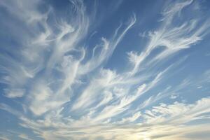 foto do alguns branco whispy nuvens e azul céu cloudscape