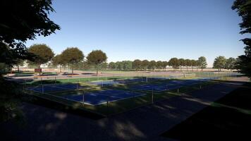 ao ar livre pickleball quadra esporte panorama 3d render foto