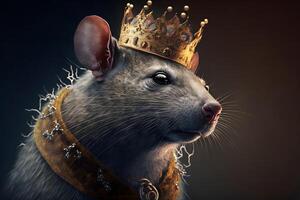 ai gerado rato rei medieval retrato, neural rede gerado arte foto