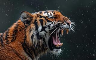 ai gerado Bengala tigre rugindo perfil Visão foto