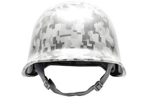 ai gerado 20º século combate infantaria capacete em branco fundo, neural rede gerado imagem foto