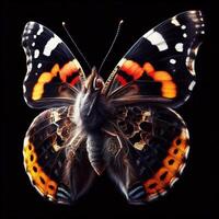 ai gerado vanessa atalanta borboleta isolado em Preto fundo. insetos dentro natureza. foto