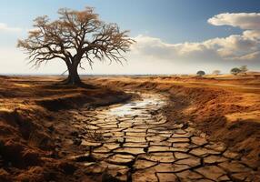 ai gerado seco terra, com árido e rachado solo Porque do seca, vencimento para clima mudança foto