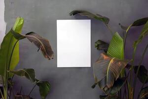 esvaziar papel cenário brincar, simples em branco Folha do papel em a parede modelo foto