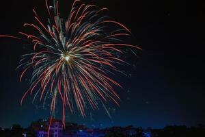 fogos de artifício fundo. Novo ano, Natal do aniversário celebração. festivo humor foto