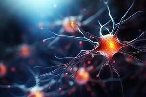 ai gerado abstrato fundo com neurônio células científico conceito do neural conexões e cérebro atividade foto
