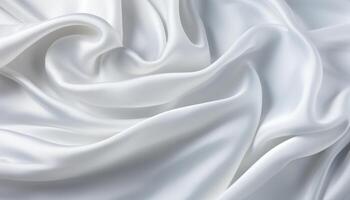 ai gerado fechar-se do elegante amassado branco seda tecido fundo com luxuoso textura Projeto. foto