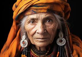 ai gerado idosos indiano mulher. mulher dia. tradição e cultura. foto