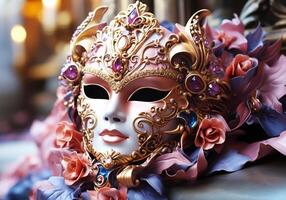 ai gerado veneziano carnaval mascarar. tradição e glamour foto