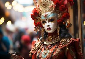 ai gerado veneziano carnaval mascarar. tradição e glamour foto