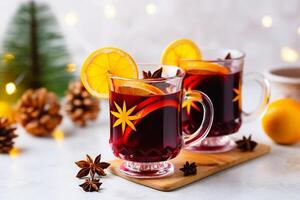 ai gerado ai gerado delicioso Natal ponderado vinho beber com citrino, canela, especiarias. foto