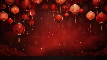 ai gerado ai gerado chinês lunar Novo ano fundo Projeto conceito com lanterna e festivo decoração. foto