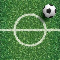 bola de futebol de futebol na grama verde do campo de futebol padrão e textura de fundo com área de linha central. gráfico de ilustração. foto