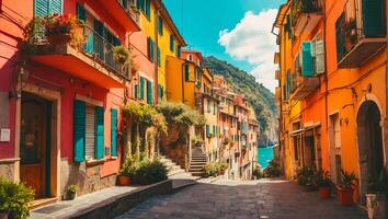 ai gerado lindo rua cinque terre Itália foto