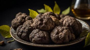 ai gerado trufas em uma prato foto